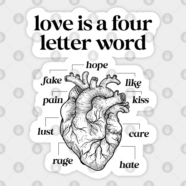 Love is a four letter word Sticker by artslaves